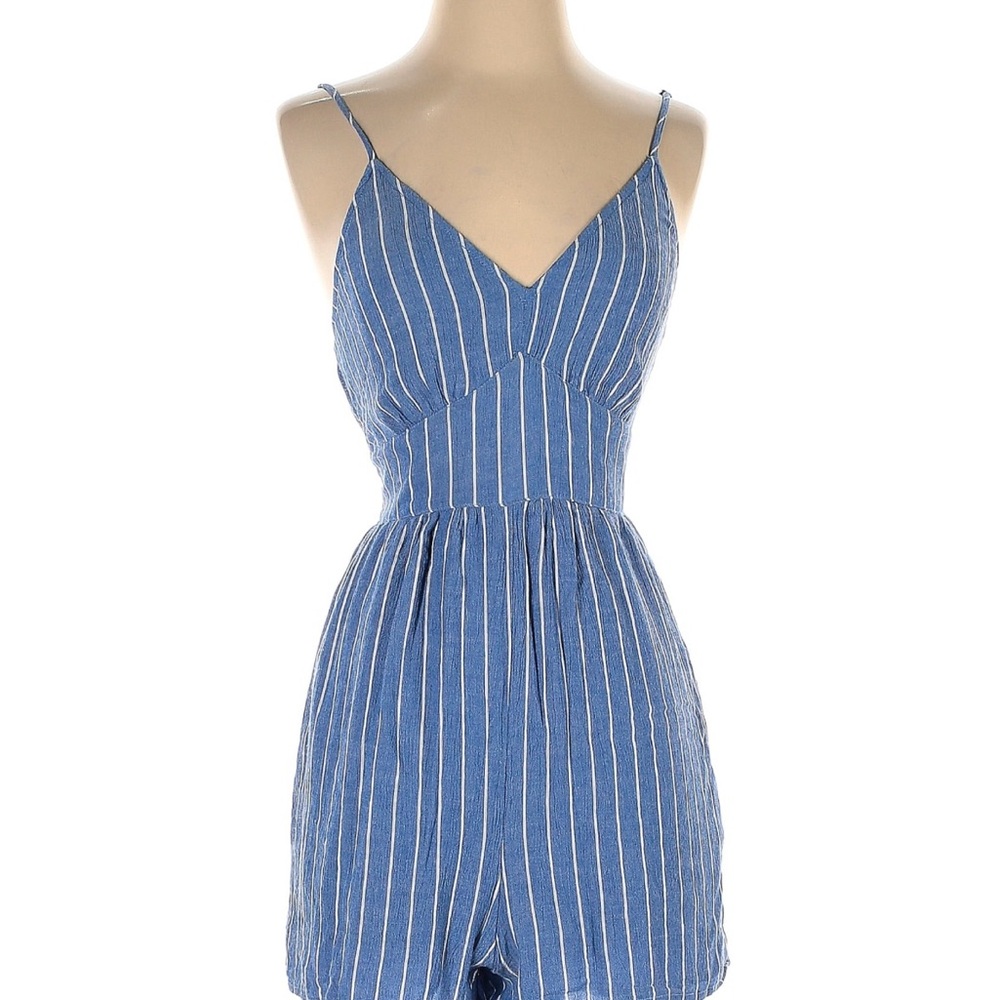 American Eagle blue & white striped romper.